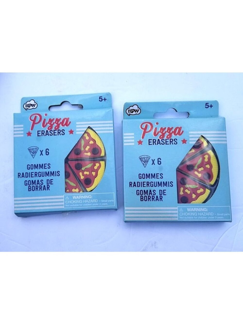 NPW Pizza Eraser Set 6 Pc Novelty Red Yellow Wedge Shaped 1.5" Inch Lot of 2 NEW